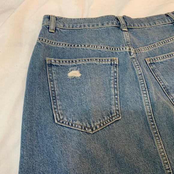 We The Free Hallie Distressed 100% Cotton Denim Mini Skirt Size 27 - Picture 10 of 13